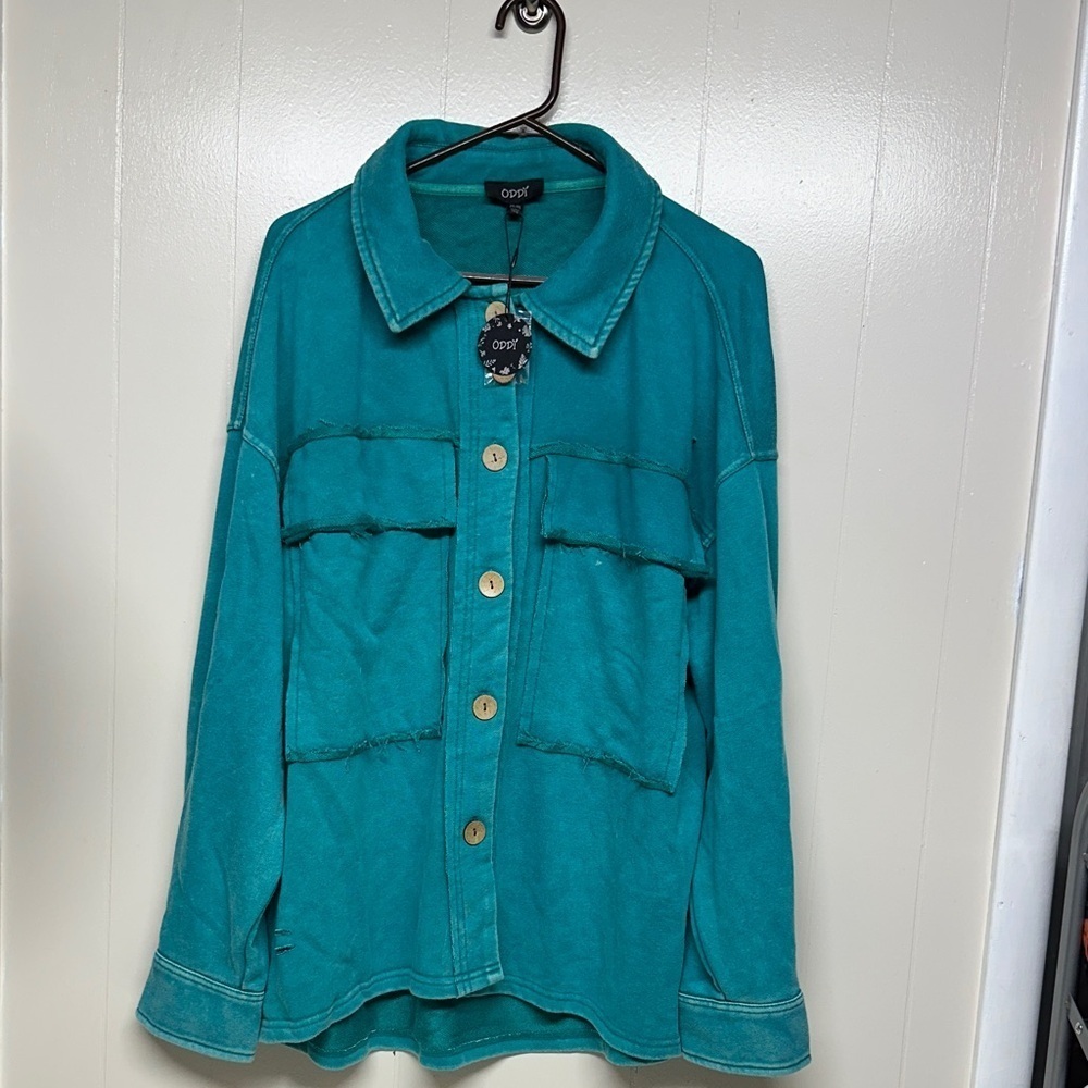 ODDY Distressed Teal Utility Jacket